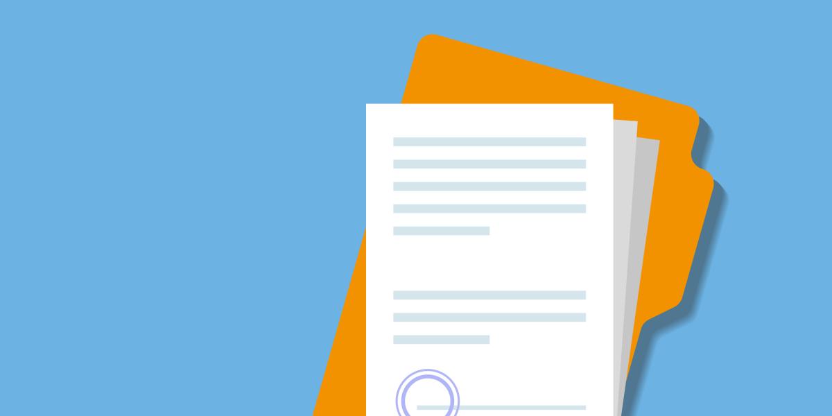 Illustration of papers and a folder